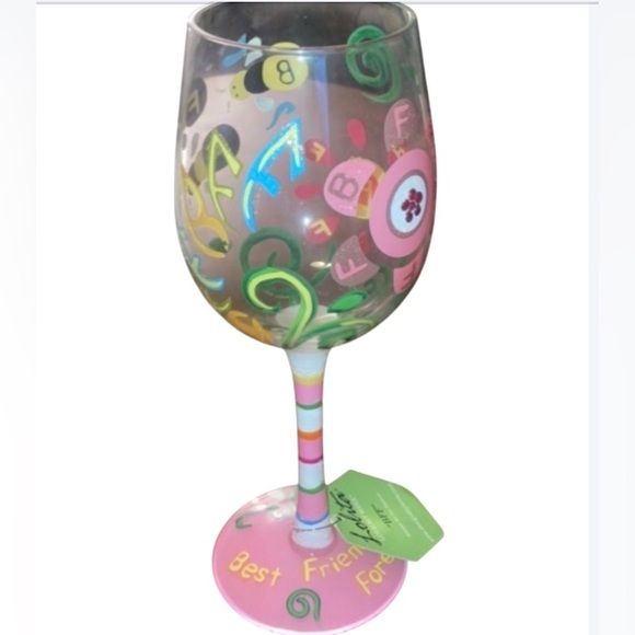 Lolita Vintage Bee-FF beautiful hand painted wine glass.🍷💞💫 - Picture 2 of 3